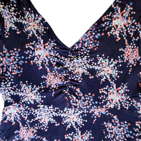 Motherhood Maternity Navy Blue Pink Polka Dot Short Sleeve V Neck Dress Sz XL - Picture 7 of 11